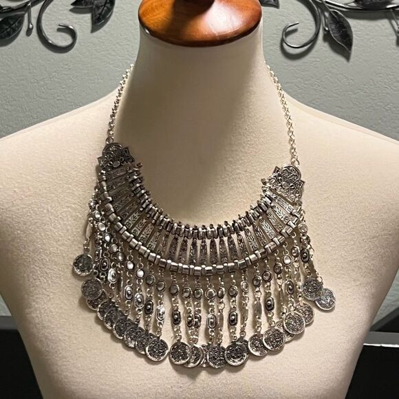 Silver Statement Necklace #J3 - Picture 1 of 10